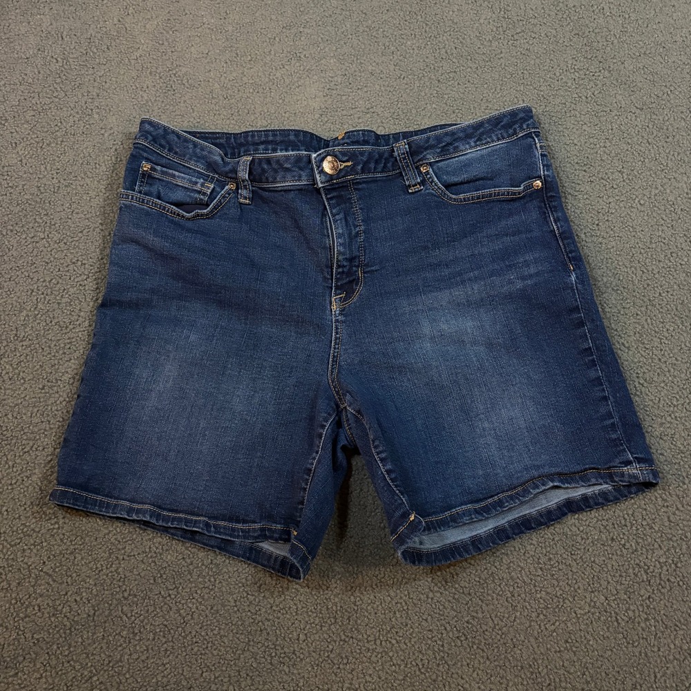 Seven7 Denim Shorts Womens 16 Blue Torino MY3324TO Stretch Dark Wash Casual